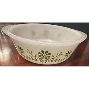 Pyrex-Style Vintage,‎ MCM GLASBAKE 8" Baking Dish Crazy Daisy Round Casserole
